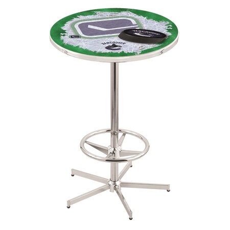 Holland Bar Stool Co 42" Chrome Vancouver Canucks Pub Table, 28" dia. Top L216C4228VanCan-D2